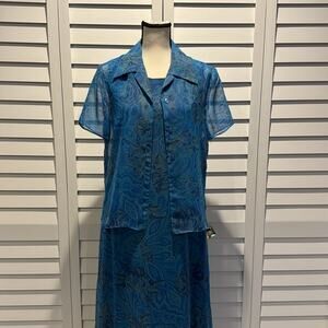 Virgo Petite 2 Piece Set NWT Floral Midi Dress with Top cardigan, lined.